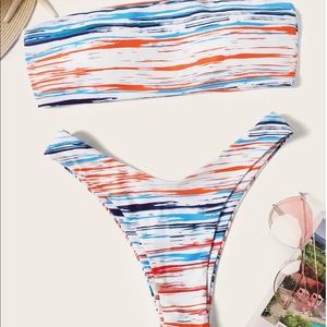 Bandeau with High Leg Bikini Set